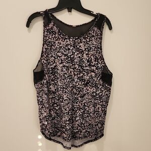 Lululemon Athletica Black and Pink Floral Tank Top